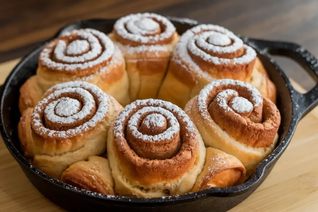 Why put heavy cream on cinnamon rolls before baking 